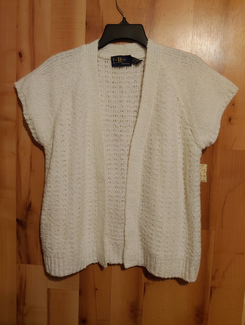 Vintage LeRoy Knitwear XL Chunky Knit Textured Open Front Sweater Vest